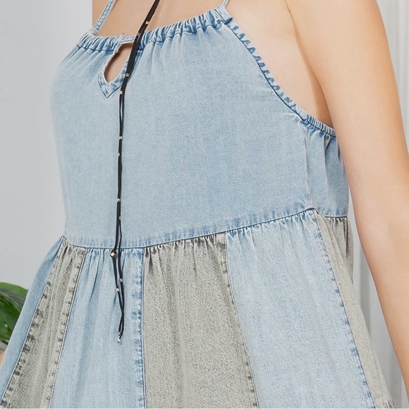 Boho Patchwork Denim Dress - Picture 3 of 10